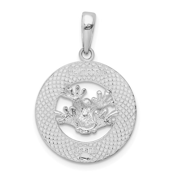 925 Sterling Silver Travel Antigua,W.I. Circle Frog Charm Necklace Pendant - Picture 3 of 4
